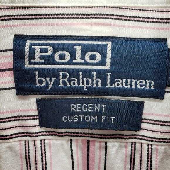 Polo by Ralph Lauren Men's Pink Striped Cotton Regent Custom Fit Shirt XL - Picture 6 of 13